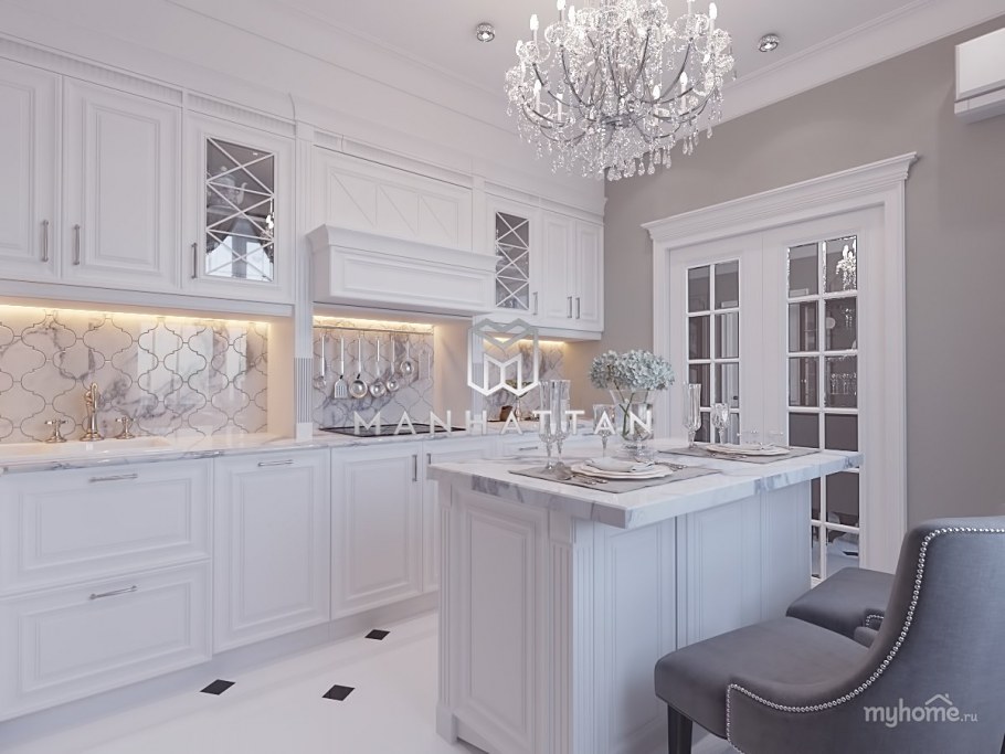 Неоклассика мрамор кухня 2021