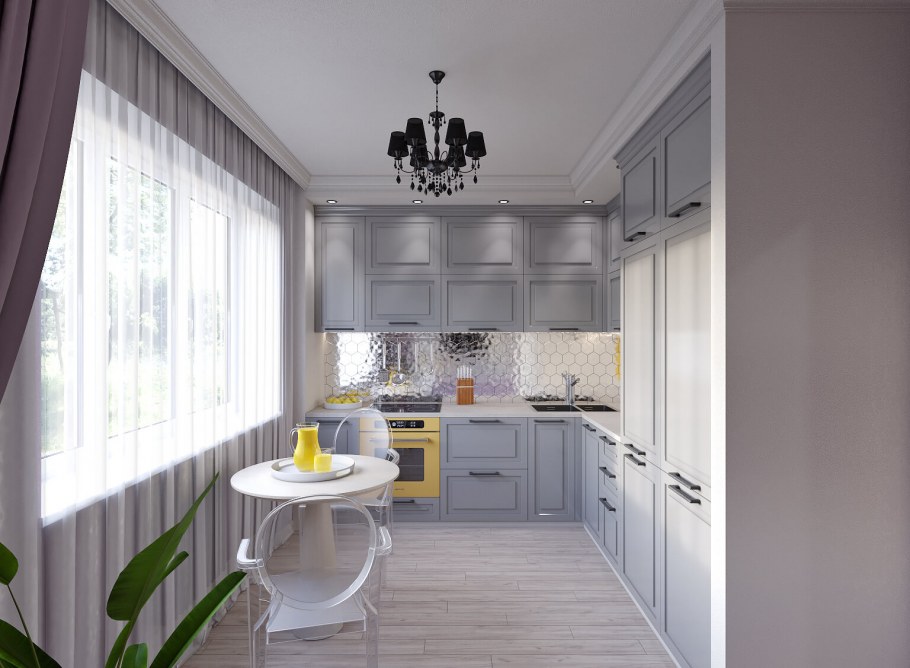 Светло серая кухня
