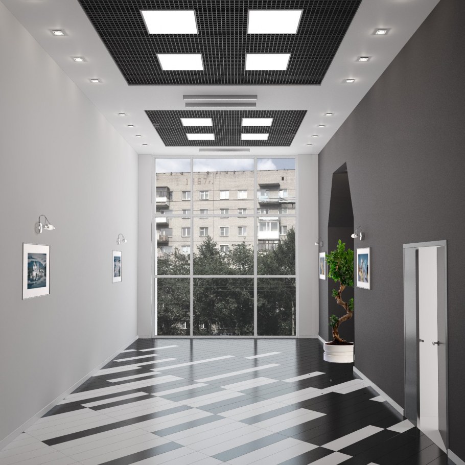 Декор стен в коридоре офиса