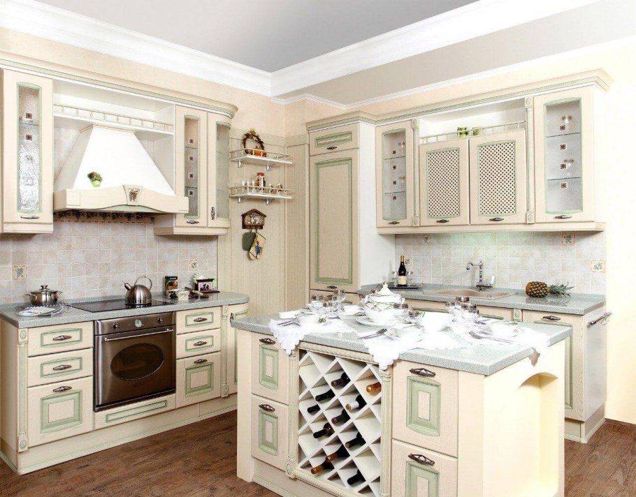 Кухня Кантри Прованс Неоклассика голубая