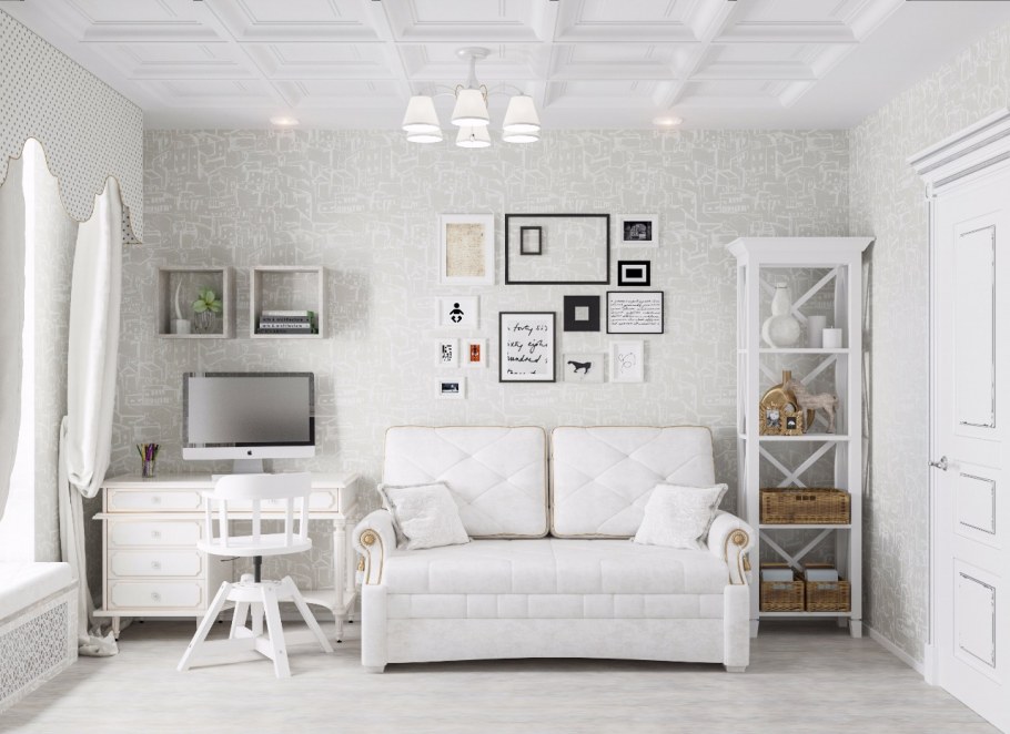 Уютная белая спальня