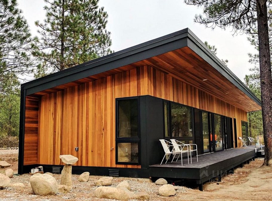 Скандинавский дом 80 кв метров с односкатной крышей