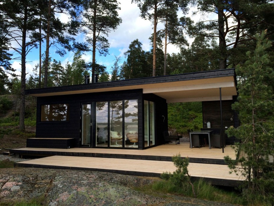 Финский дом Модерн с односкатной крышей
