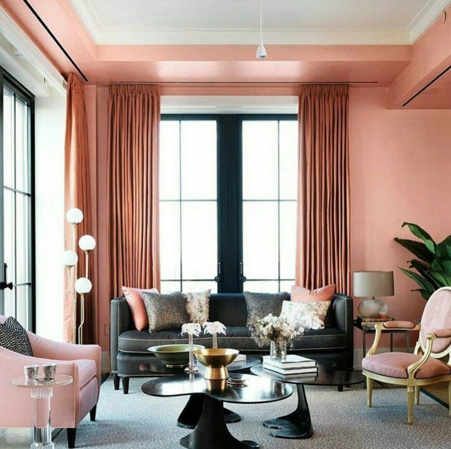 Гостиная в персиковых тонах