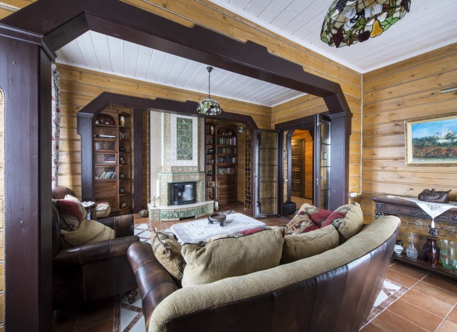 Интерьеры домов из клееного бруса