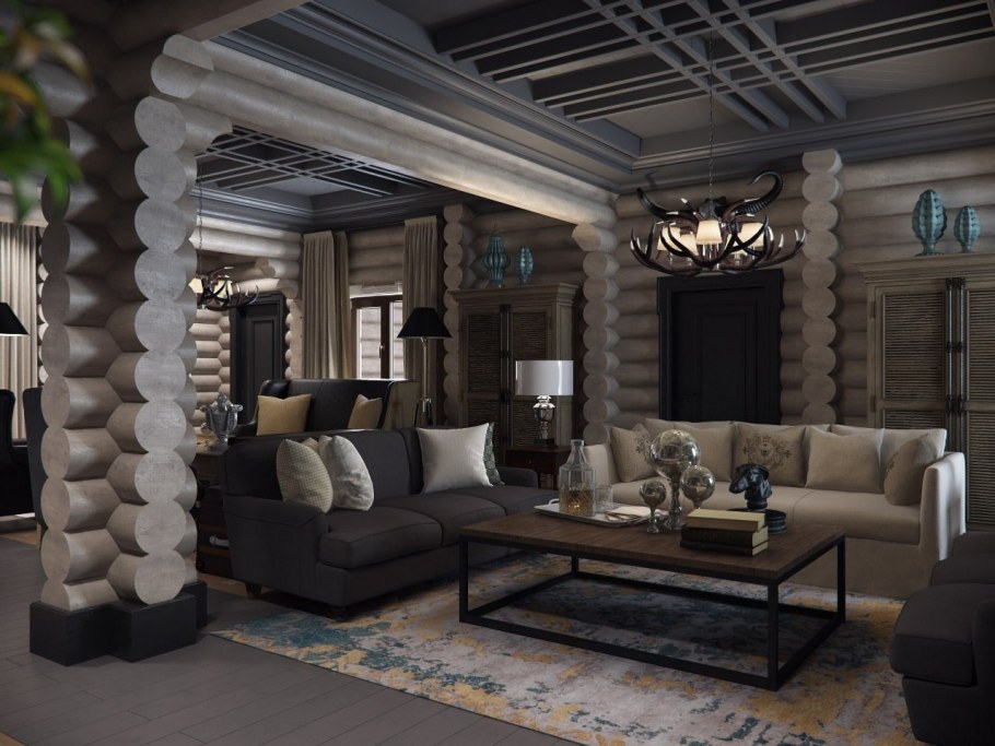 Дом из клееного бруса интерьер в американском стиле