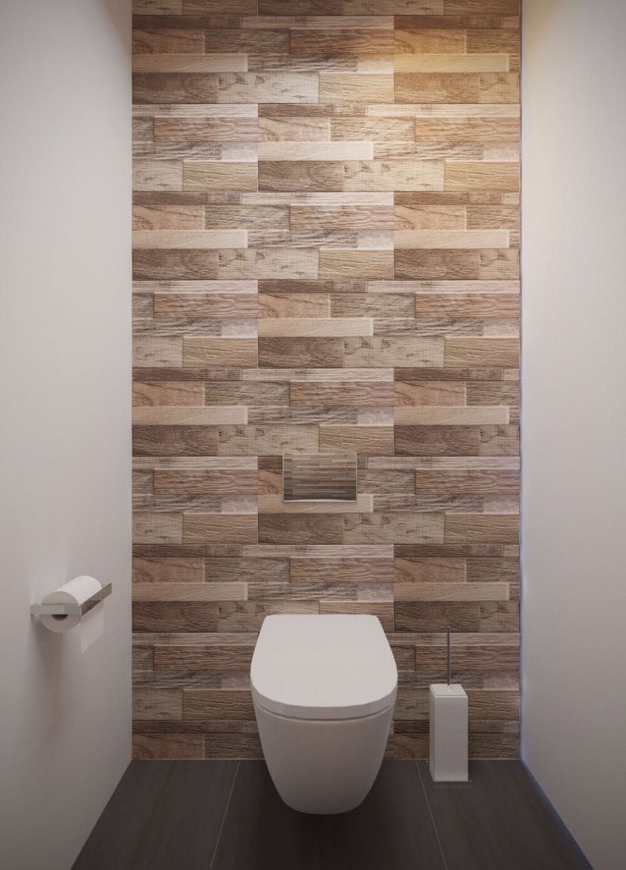 Дерево в интерьере ванной комнаты