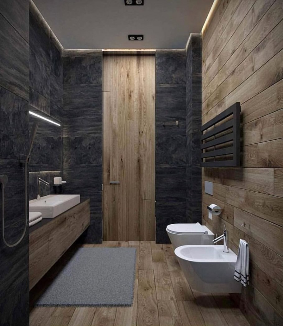 Туалет отделанный ламинатом