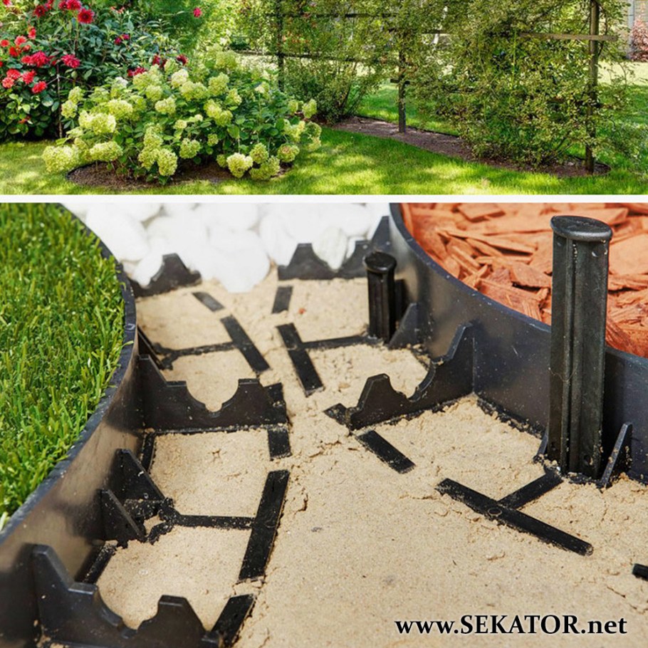 Гибкий садовый пластиковый бордюр ЭКОСАД, высота 38 мм.