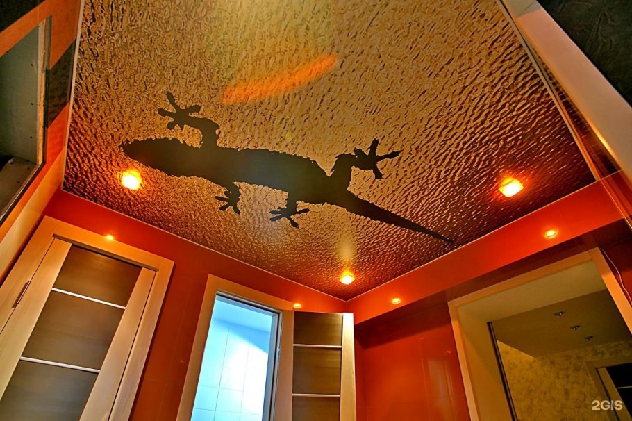 Бабочки на натяжном потолке для зала