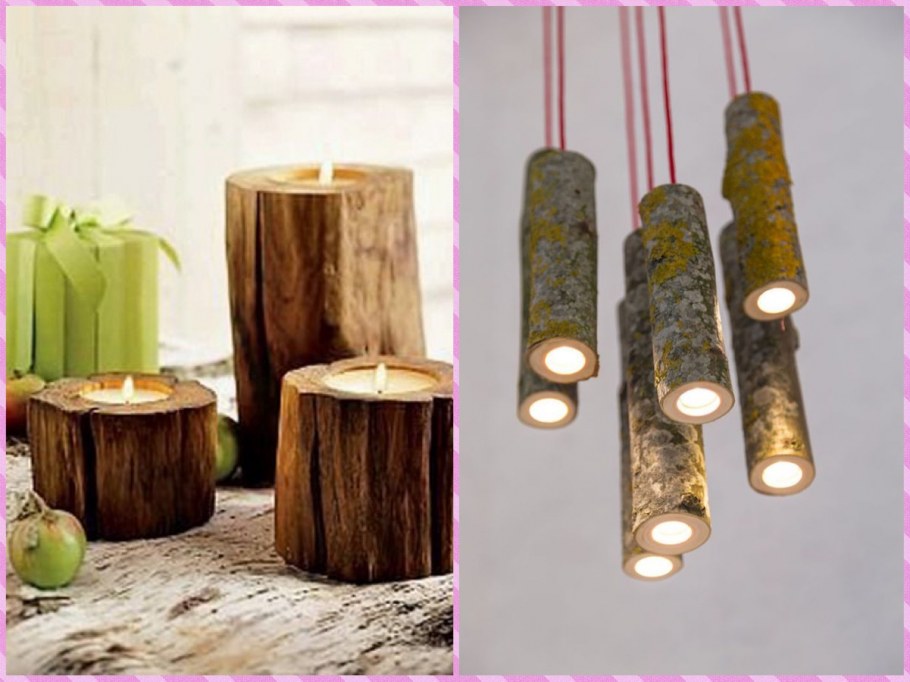 Спилы дерева в интерьере