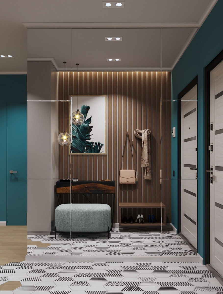 Рейки в интерьере прихожей