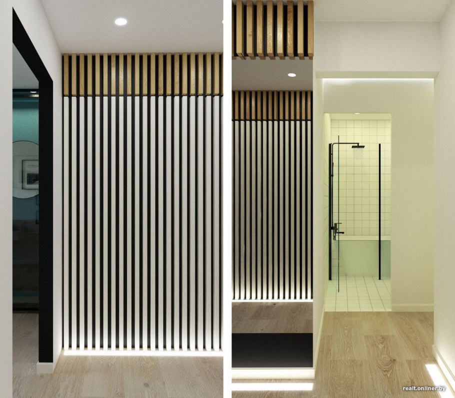 Современная прихожая с рейками