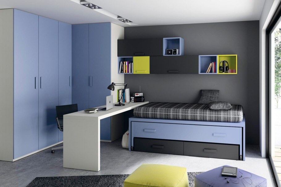 Черно белая мебель в спальне