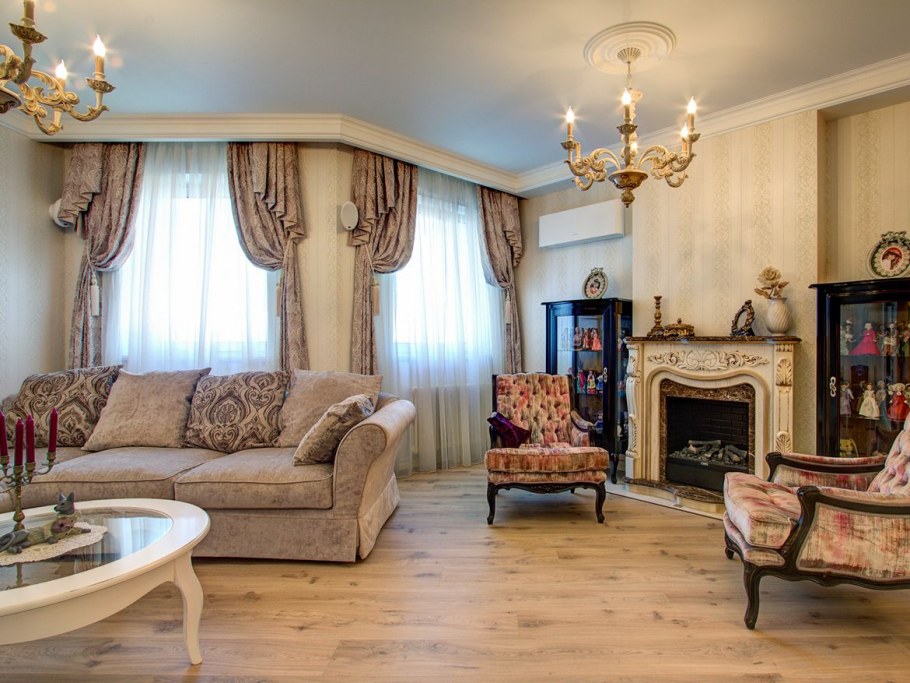 Шторы для гостиной в классическом стиле