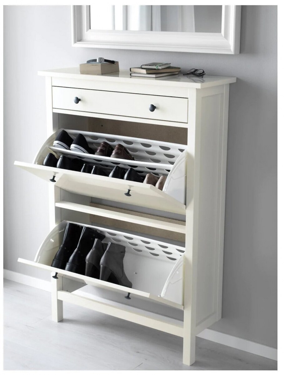 Hemnes ХЕМНЭС скамья с полкой для обуви, белый85x32x65 см