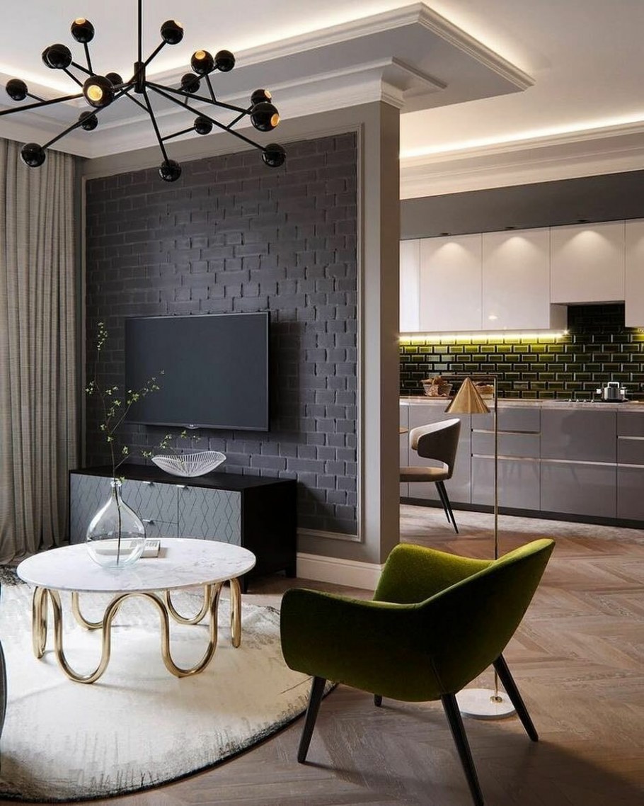 Контемпорари интерьер гостиная