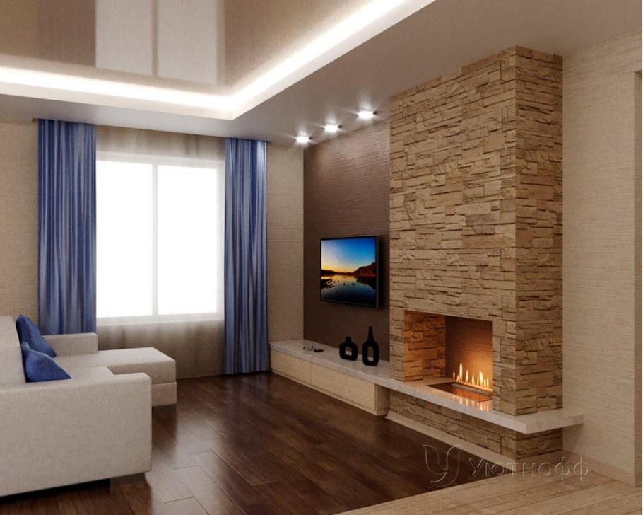 Гостиная с биокамином Kronco Fida