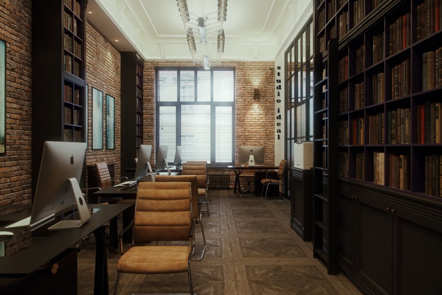 Визуализация интерьера кабинет