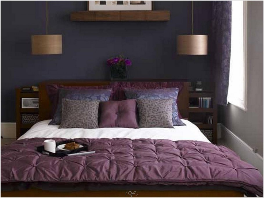 Серо лиловая спальня