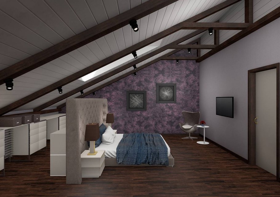 Фальшбалки и натяжной потолок на мансарде