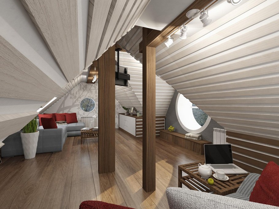 Интерьер мансарды