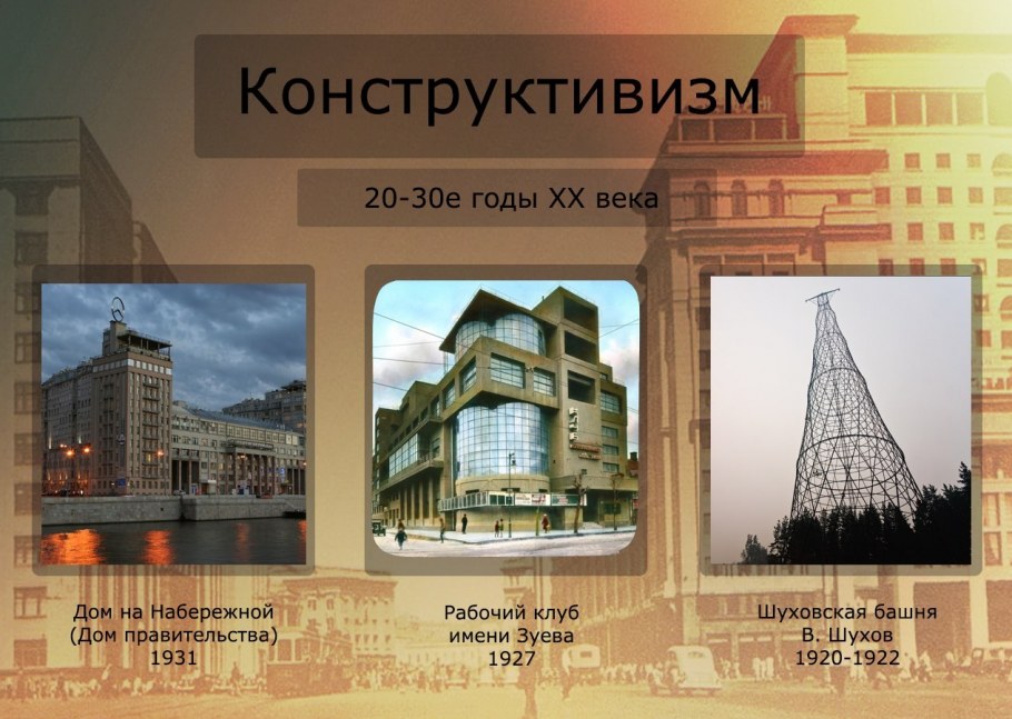 Основные стили архитектуры таблица