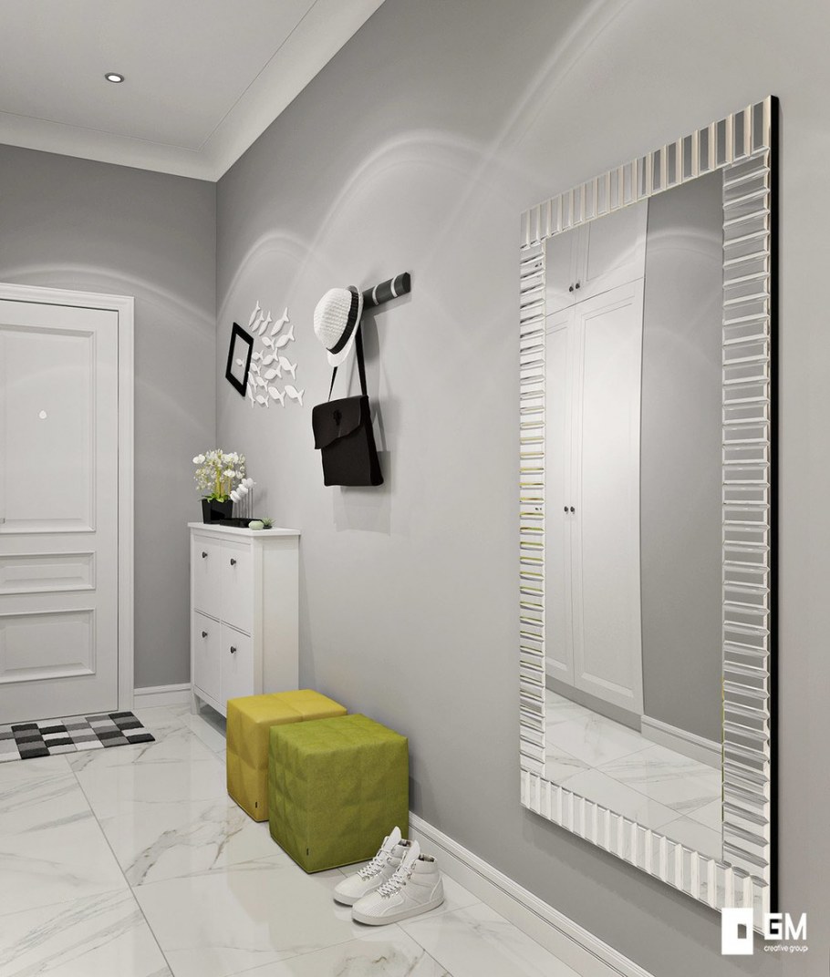 Серые стены в коридоре