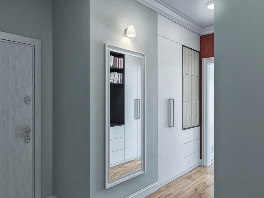 Синий коридор в интерьере