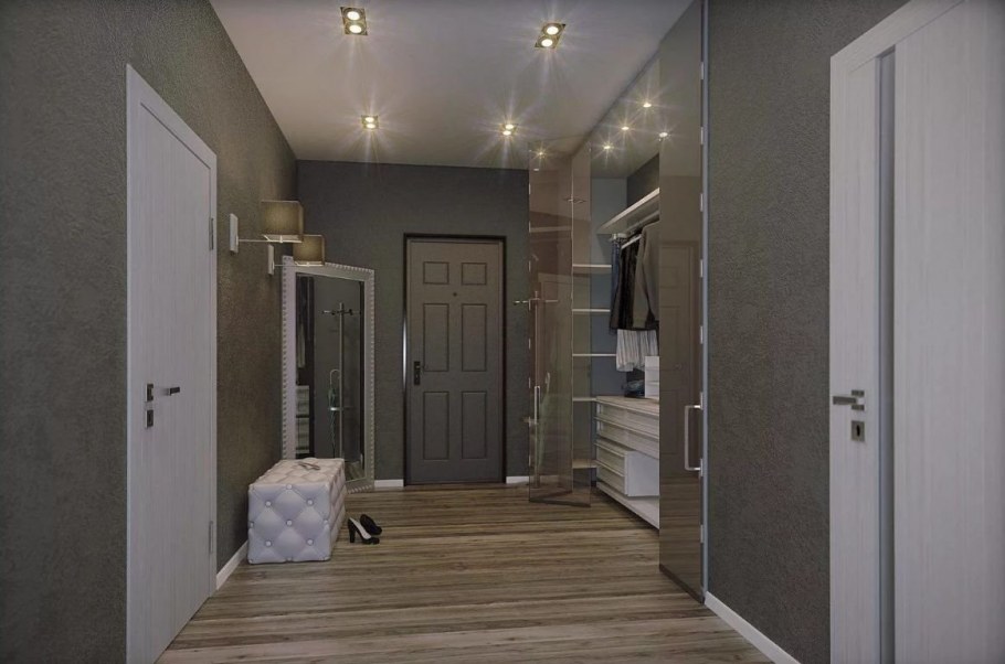 Декоративная штукатурка в интерьере коридора