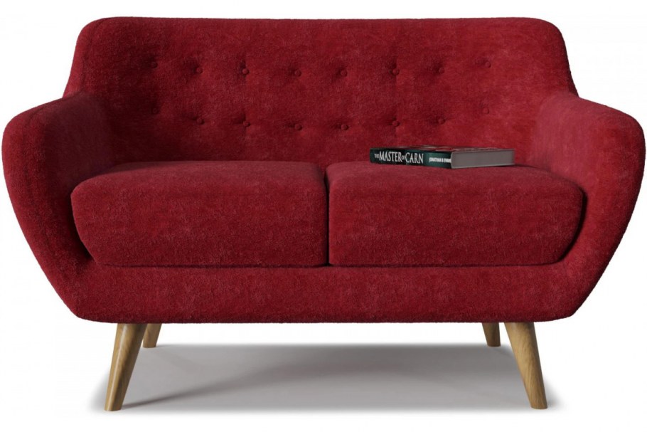 Гостиная с красным диваном