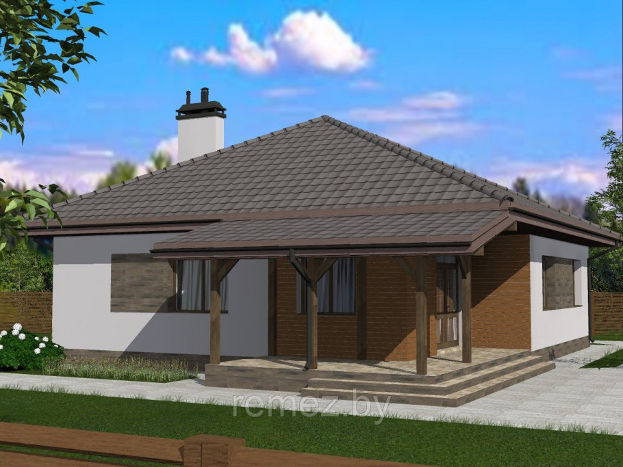 Одноэтажный дом 120кв с террасой