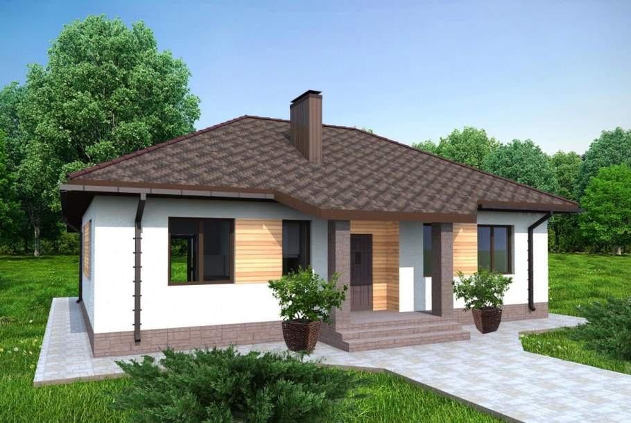 Одноэтажный дом с террасой 80кв