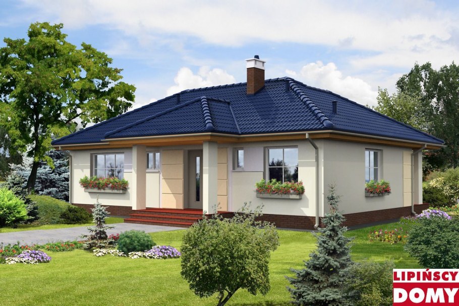 Одноэтажный оштукатуренный дом