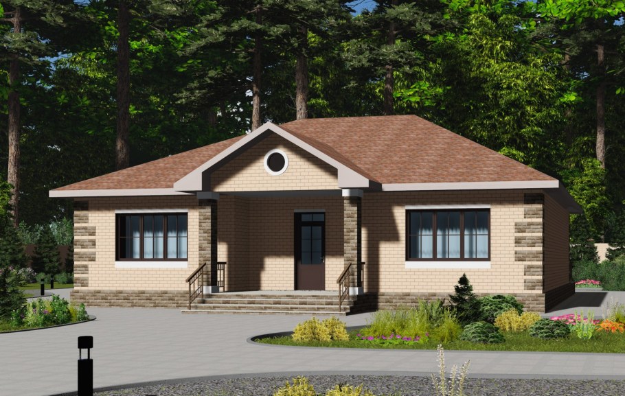 Терраса с колоннами из кирпича