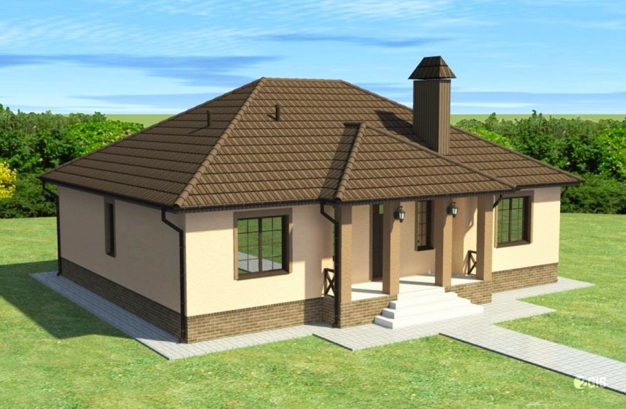 Одноэтажный дом с гаражом 100кв.м