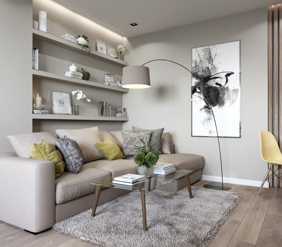 Зеркало над диваном в гостиной