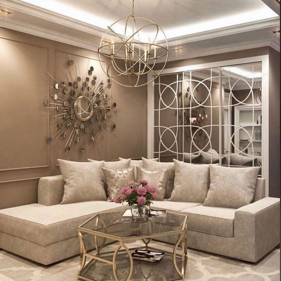 Красивая отделка стен в гостиной