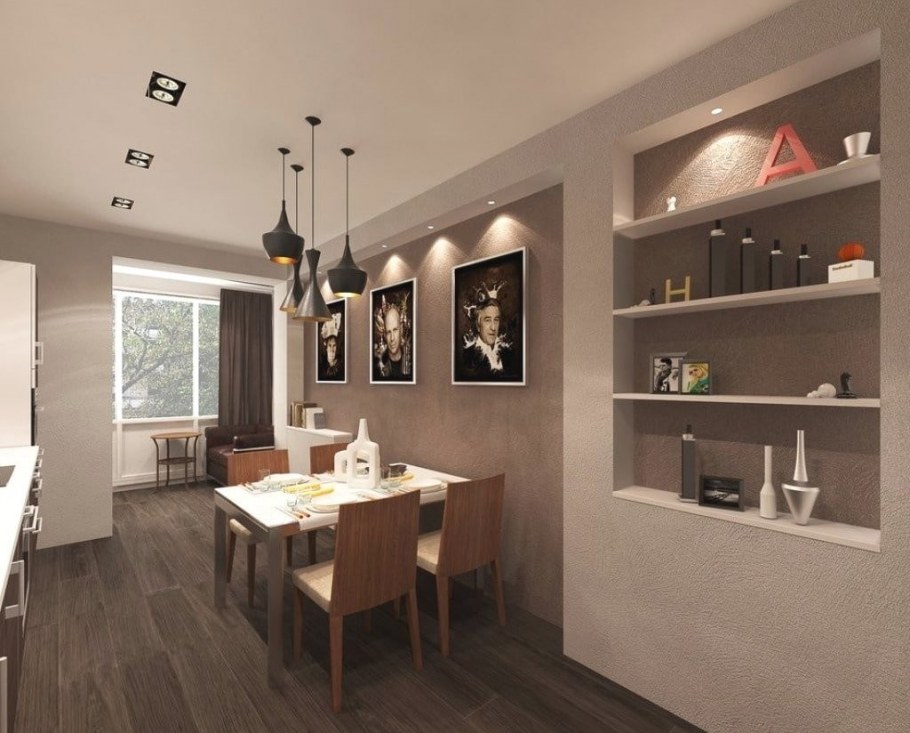 Конструкция из гипсокартона в гостиной