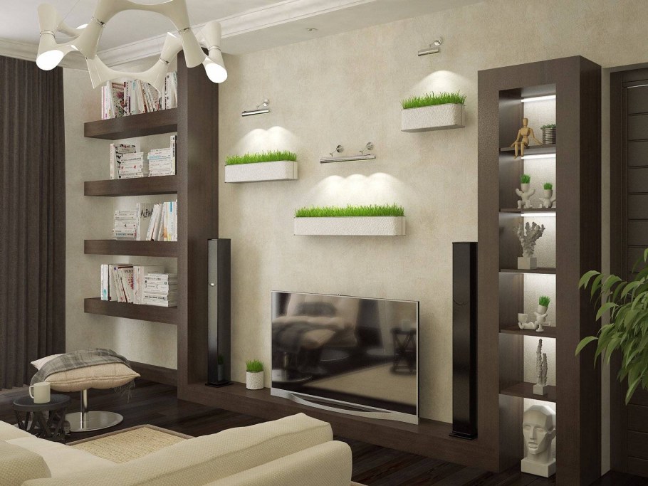 Встроенные полки в стене