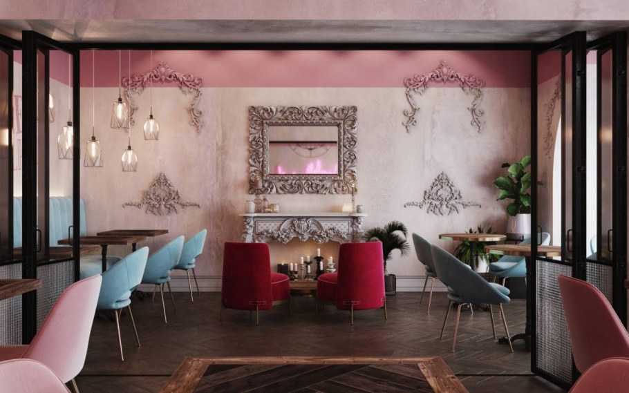 Интерьер кафе в стиле Фьюжен