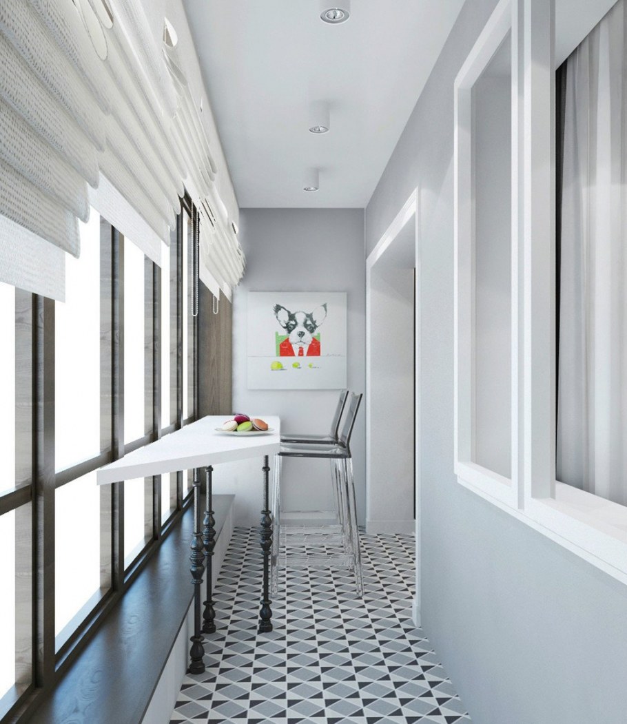 Серый балкон интерьер