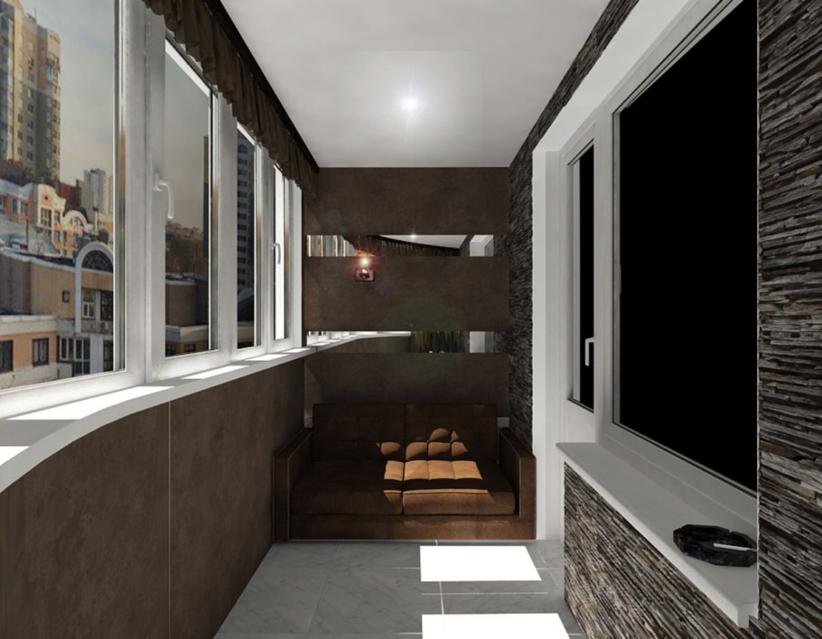 Бело серый балкон