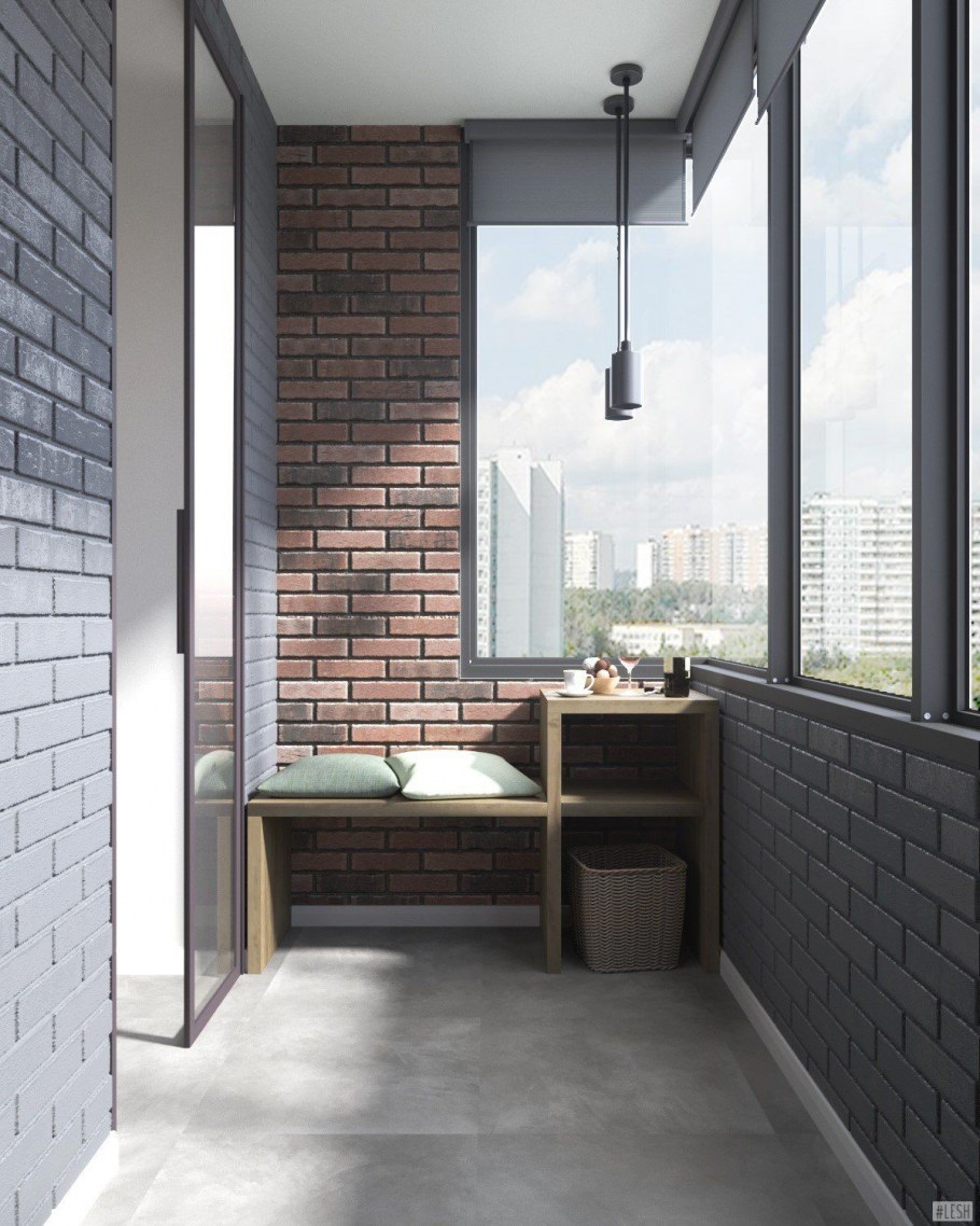 Серо белый балкон