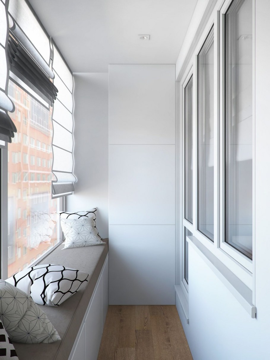 Белая вагонка на балконе