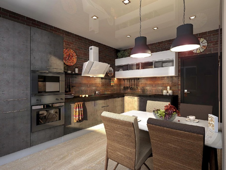 Кухня 9м2 в стиле лофт