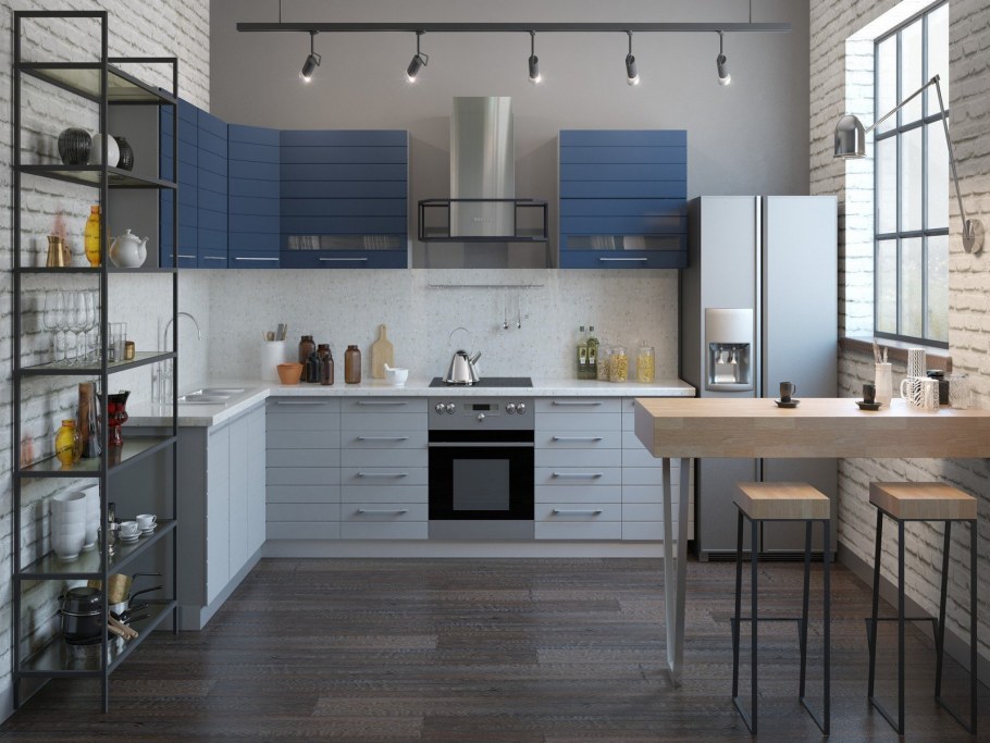 Серая кухня в стиле лофт