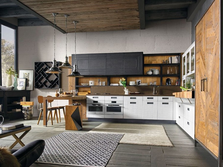 Балки в интерьере кухни