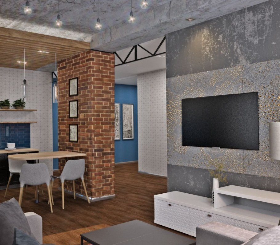 Стиль лофт в студии 25 кв.м икеа