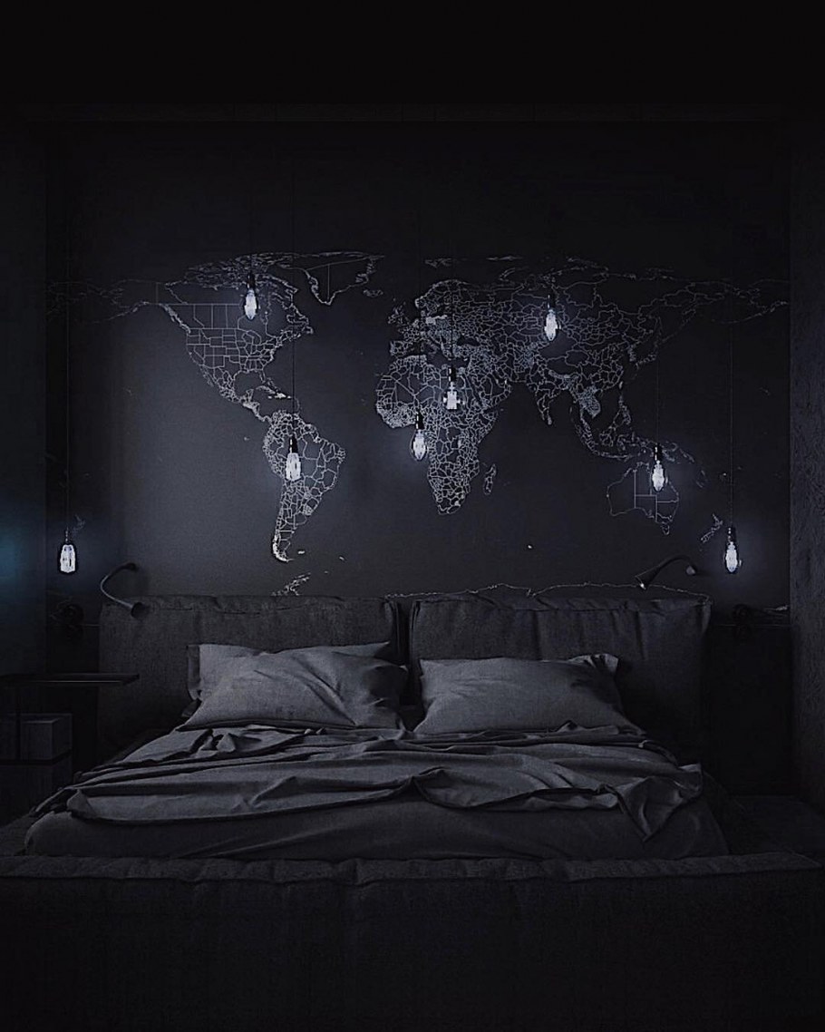 Спальня в темных тонах